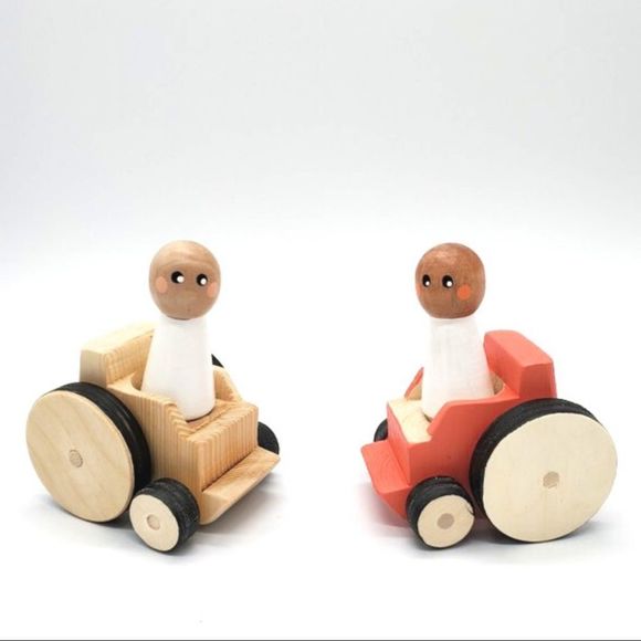 Handmade Wooden Wheelchair with Peg Doll Toy - Picture 4 of 4